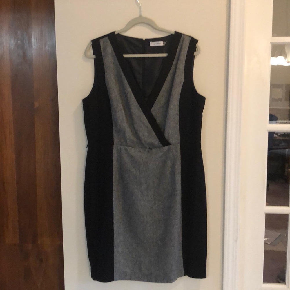 Calvin Klein Black/Grey Career sleeveless dress 16